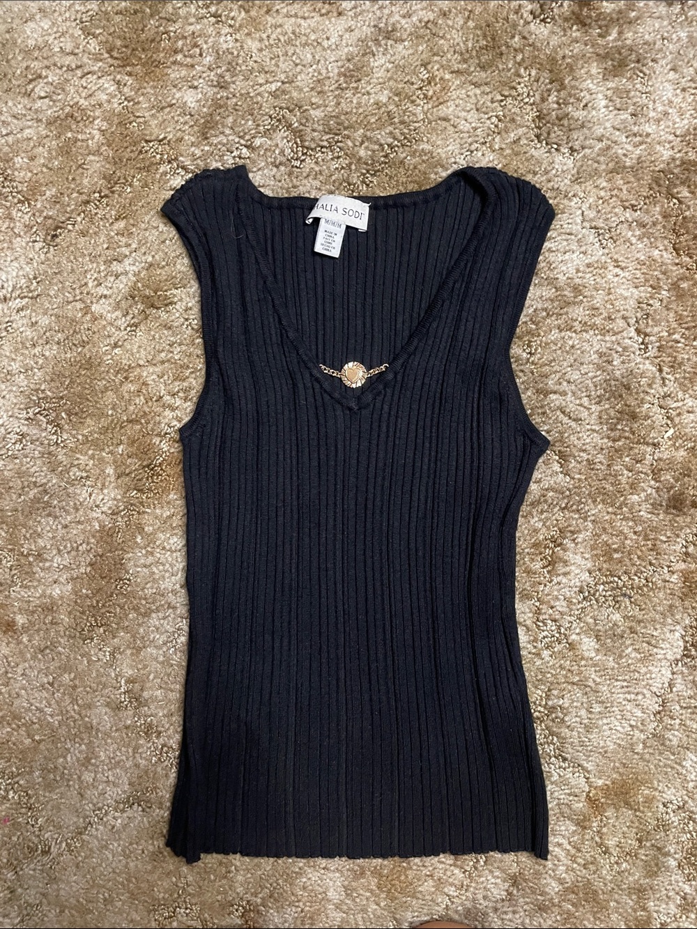 Thalia Sodi Woman’s Y2K Black Fitted Top Size Medium